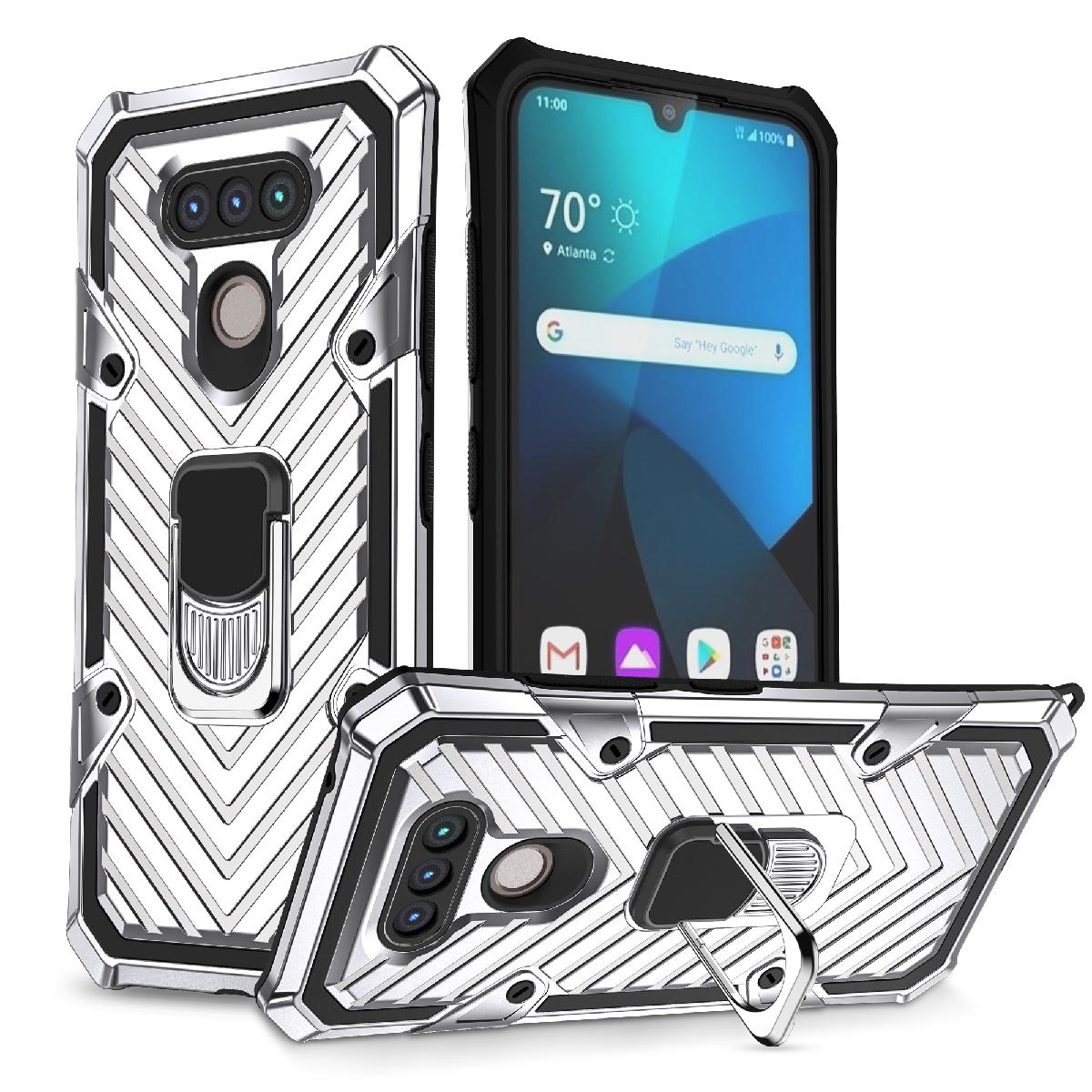 Reiko Kickstand Anti-Shock And Anti Falling Case for LG HARMONY 4 In Silver